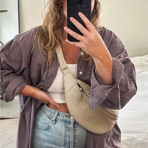 MANDRN Atlas Leather Fanny Pack / Crossbody Bag in Bone